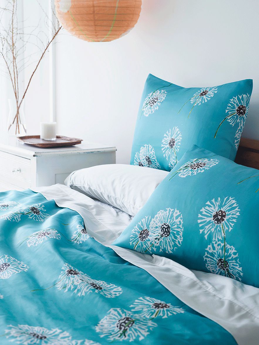 Dandelions on Aqua Duvet Cover