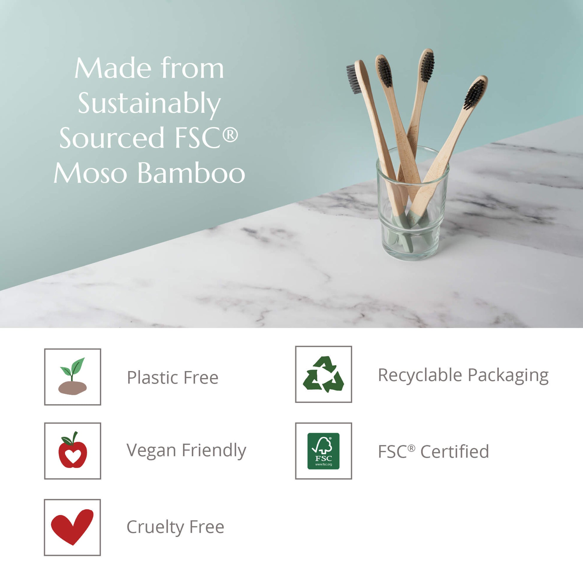 Bamboo Toothbrush 4 Pack Medium Bristles
