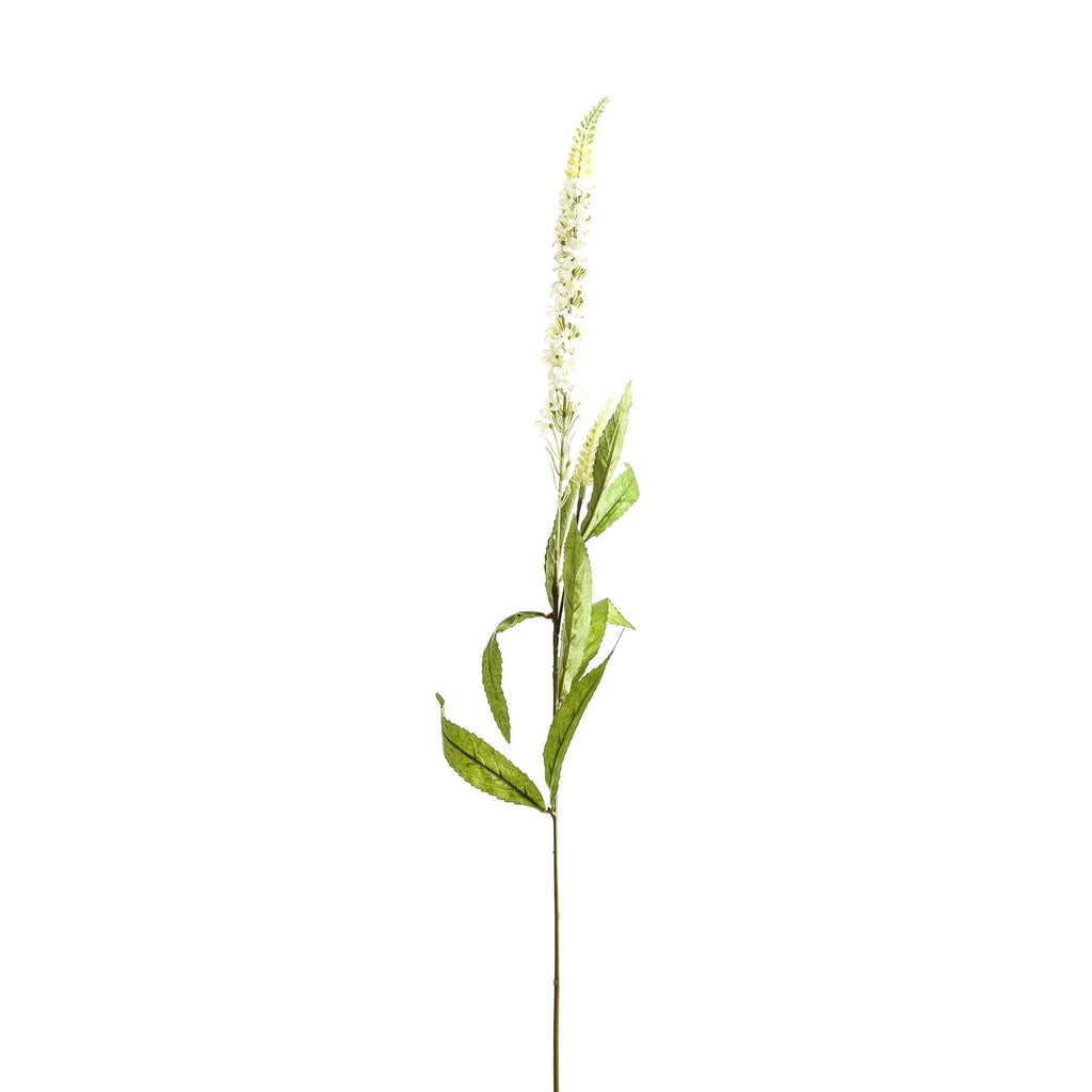White artificial Veronica stem with lifelike florets, perfect for home decor and floral arrangements. by Sostter at brixbailey.com