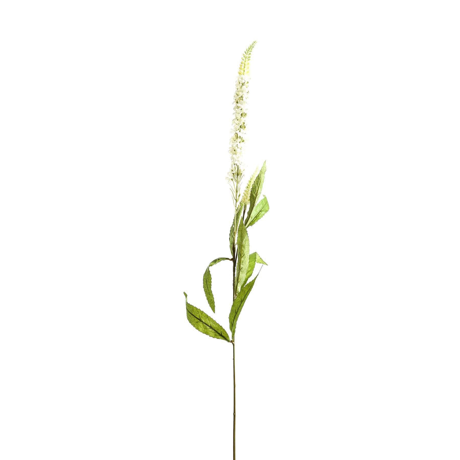 White artificial Veronica stem with lifelike florets, perfect for home decor and floral arrangements. by Sostter at brixbailey.com