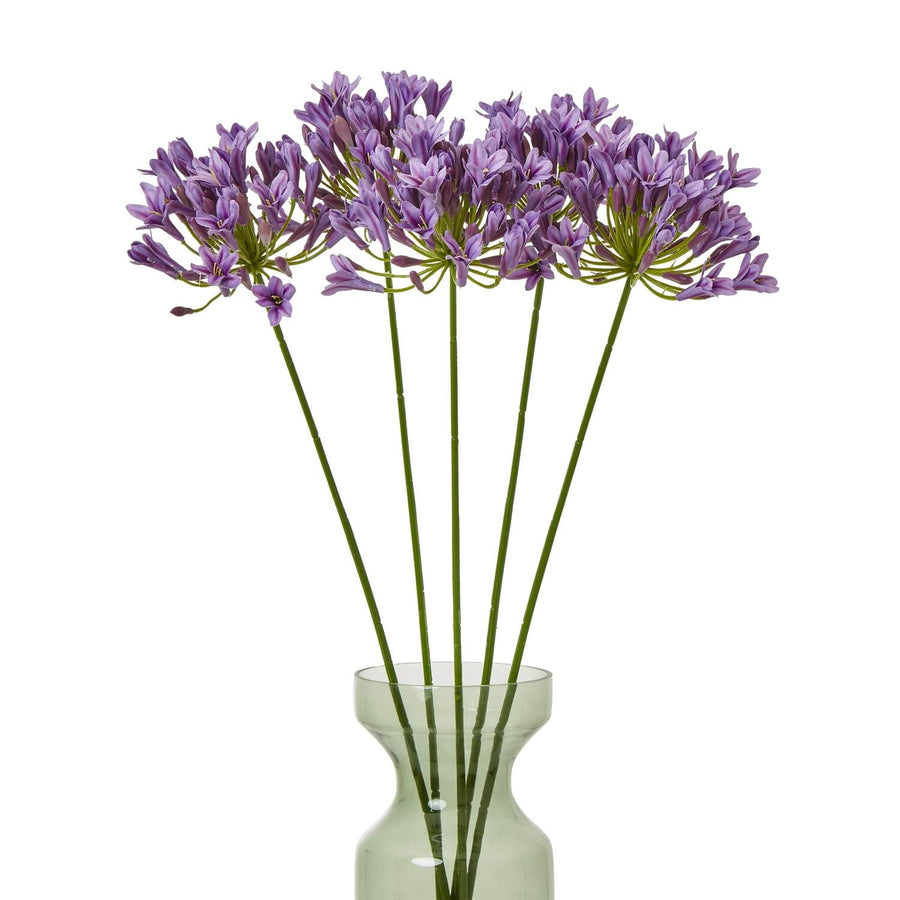 Lifelike lilac agapanthus spray with green stem, faux floral arrangement for home decor by Sostter at brixbailey.com