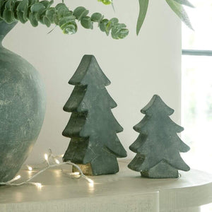 Luxurious grey ceramic Christmas tree with shimmering finish, 24 cm tall, perfect for modern holiday dÃ©cor displays.by sostter at brixbailey.com