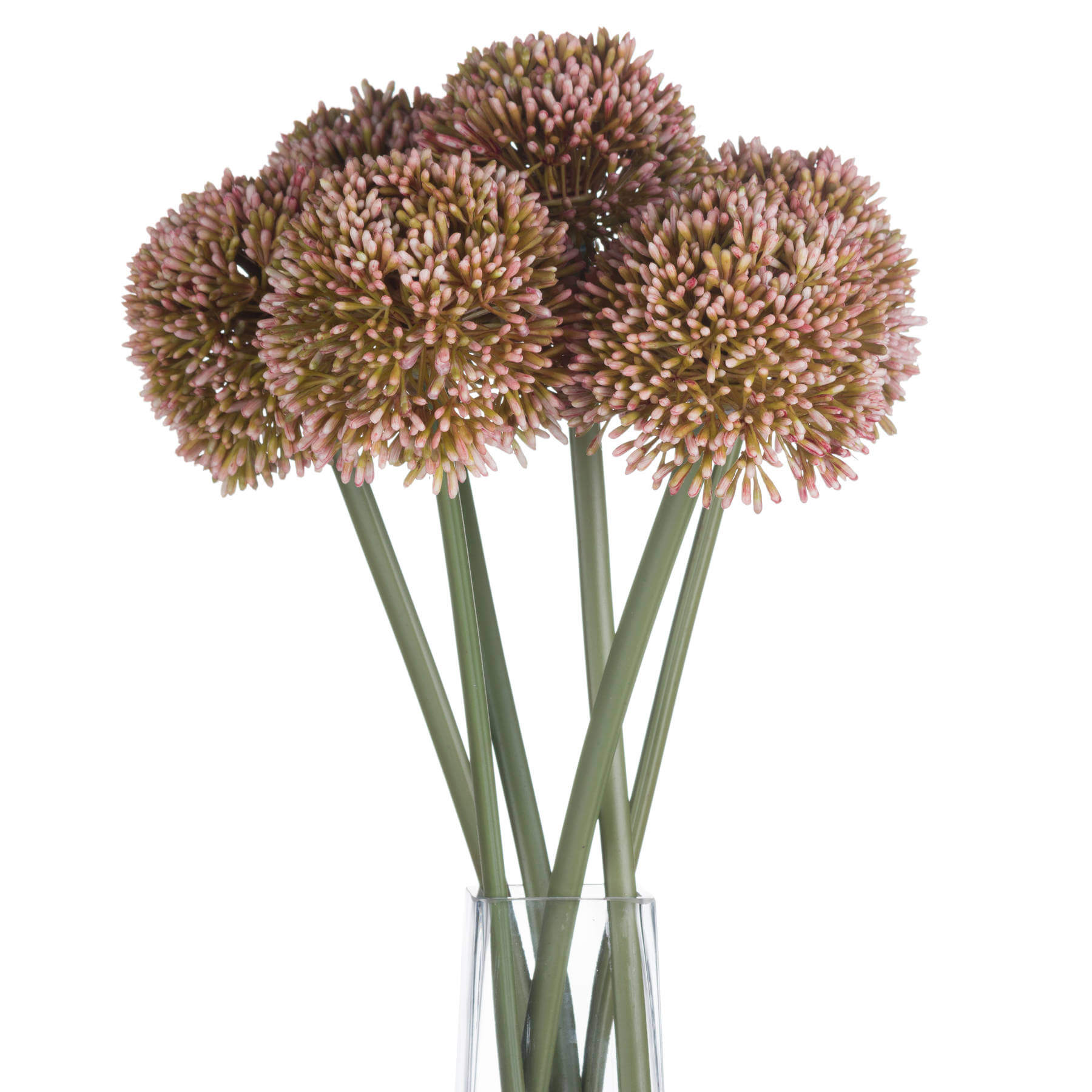 Lifelike pink Allium artificial stems in soft pink, ultra-realistic faux floral arrangement for home decor by RoomLondon at brixbailey.com