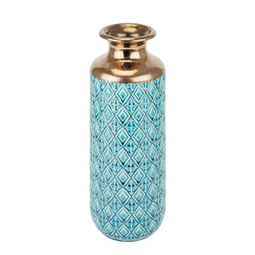 Handcrafted ceramic fluted vase in neutral tone, 37cm tall with vertical ridges for elegant home decor by Sostter at brixbailey.com