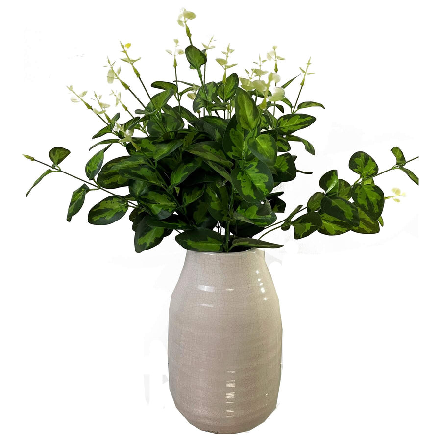 Lifelike variegated leaf spray with deep green foliage, perfect for floral arrangements and home decor  by Sostter at brixbailey.com