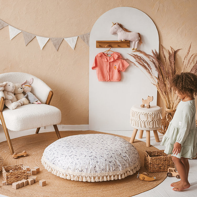 Large Kids Floor Cushion in Forest Animal Pattern