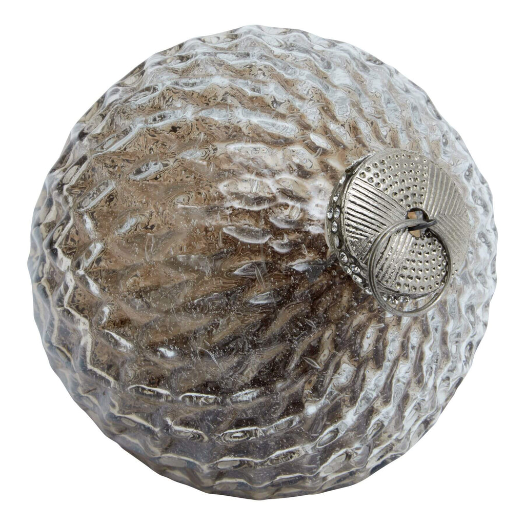 Handcrafted coffee-to-ivory ombre glass bauble with textured details, 10cm decorative ornament for home or holiday display by RoomLondon at brixbailey.com