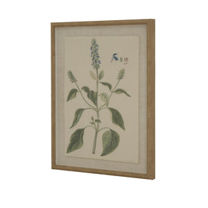 Salvia botanical wall art with handcrafted beaded frame and natural linen background, 50x40cm by RoomLondon at brixbailey.com