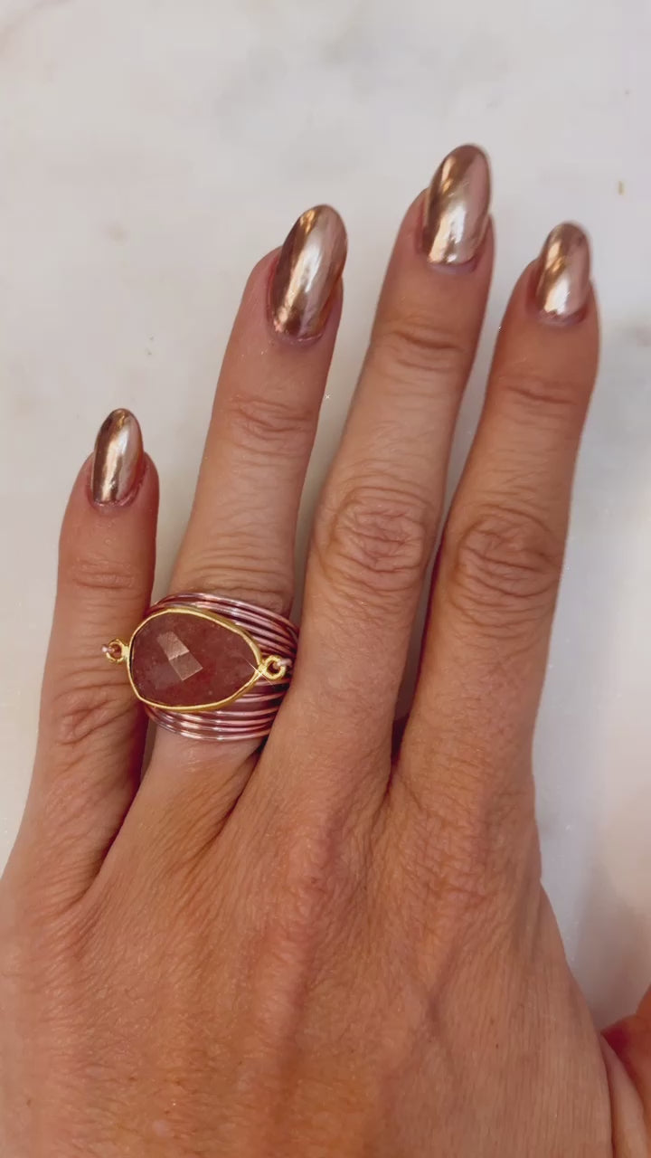 Torrey Ring in Rose Gold with Cherry Quartz