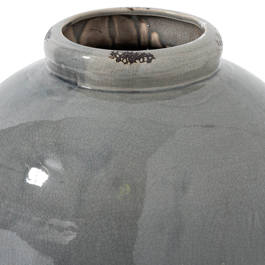 Tall grey glazed ceramic vase with organic texture, 57cm height, minimalist design for modern home decor. by Sostter at brixbailey.com