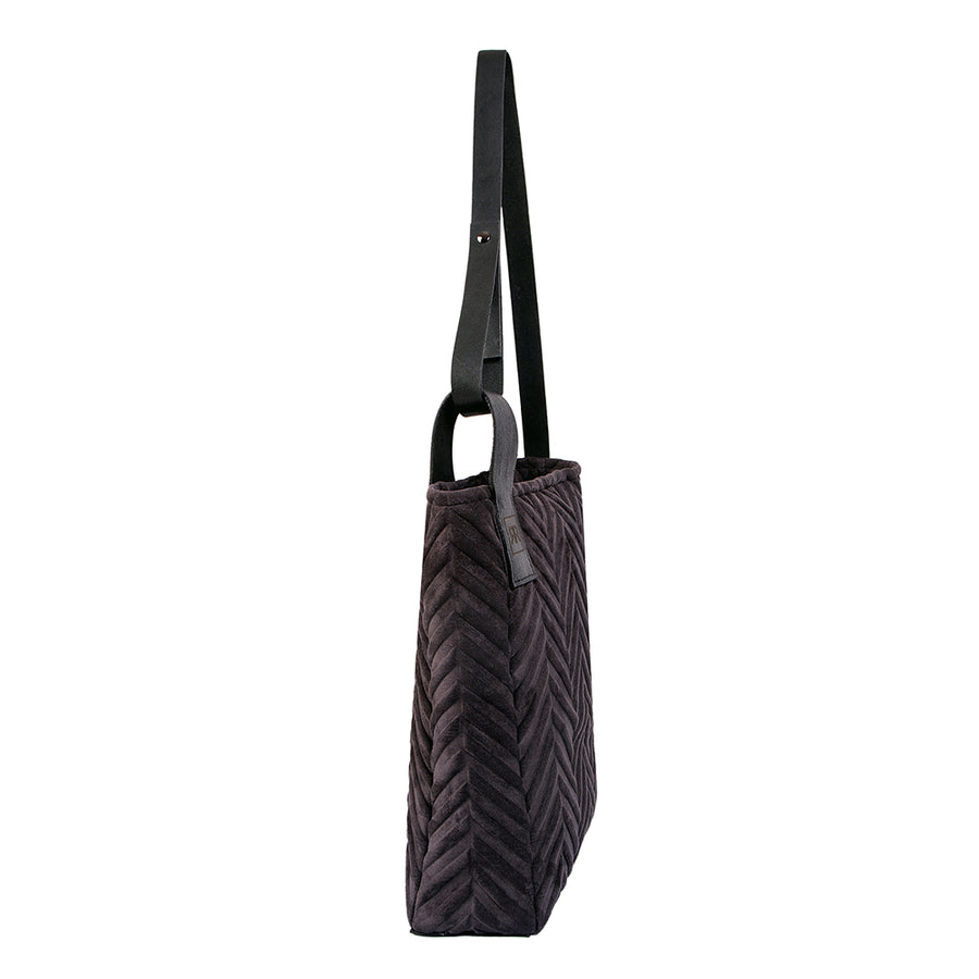 Herringbone Shopper Bag with Leather Details – Handmade in Latvia by RR at brixbailey.com