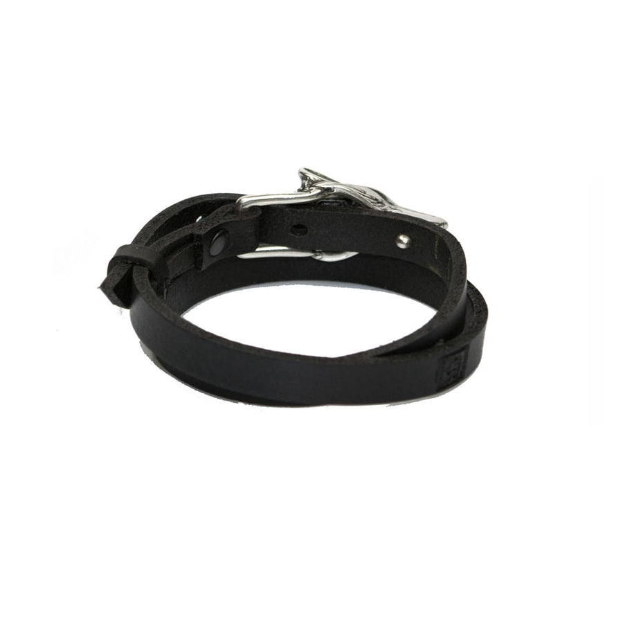 Adjustable Wolf Buckle Leather Bracelet/Choker – Unisex Gift by RR at brixbailey.com