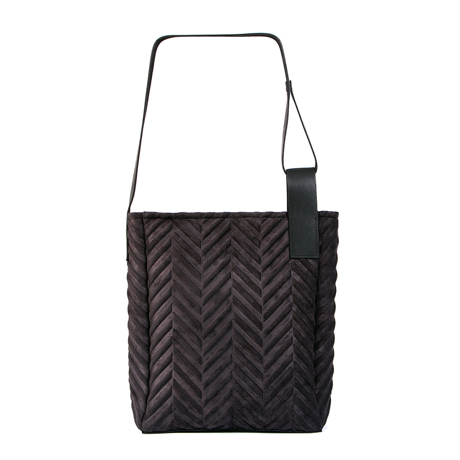 Herringbone Shopper Bag with Leather Accents – Handmade in Latvia by RR at brixbailey.com