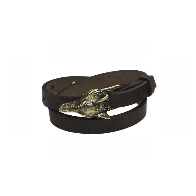 Adjustable Wolf Buckle Leather Bracelet/Choker – Multi-Wear by RR at brixbailey.com