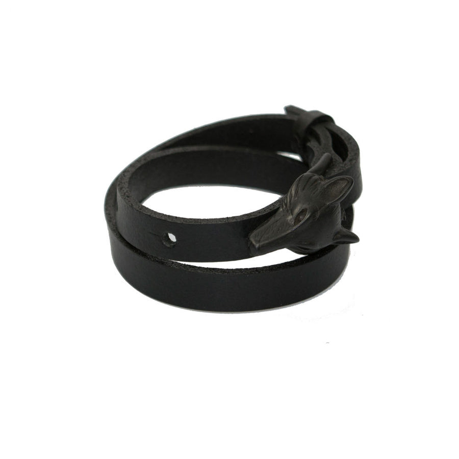 Adjustable Wolf Buckle Leather Bracelet/Choker – Multi-Wear by RR at brixbailey.com