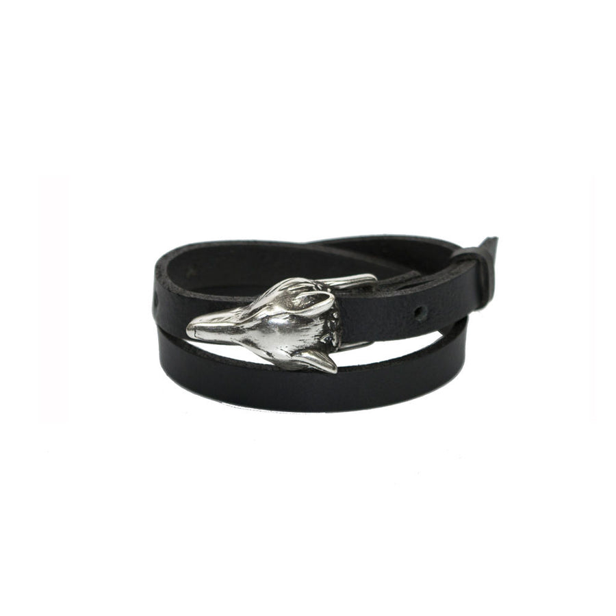 Wolf Buckle Leather Bracelet – Adjustable & Multi-Wear by RR at brixbailey.com