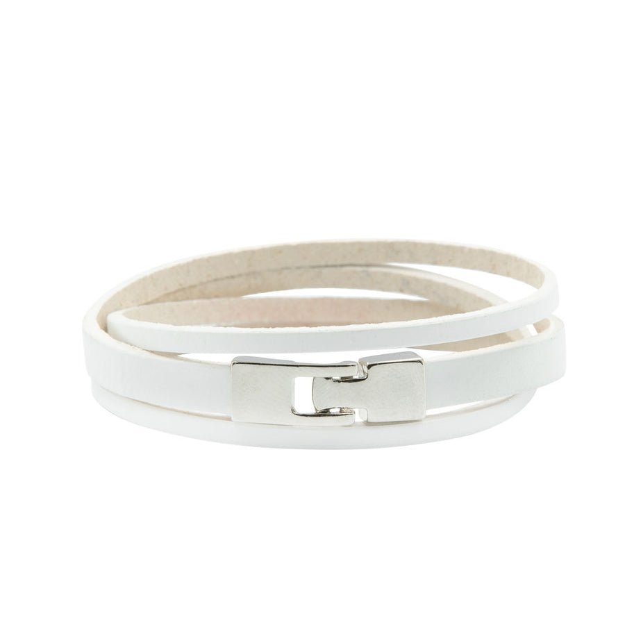 Stylish Double Wrap Leather Bracelet with Silver T-bar Clasp by RR at brixbailey.com