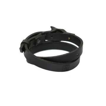 Adjustable Wolf Buckle Leather Bracelet/Choker – Versatile Gift by RR at brixbailey.com