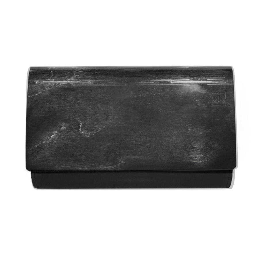 Handcrafted Black Wood & Leather Clutch – Unique & Versatile by RR at brixbailey.com