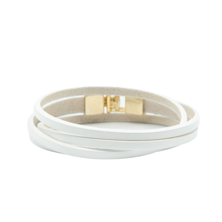 Double Wrap Leather Bracelet – Golden T-Bar Clasp Closure by RR at brixbailey.com