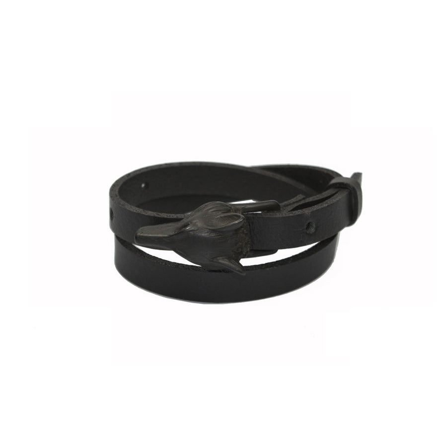 Wolf Buckle Leather Bracelet – Adjustable & Multi-Wear by RR at brixbailey.com