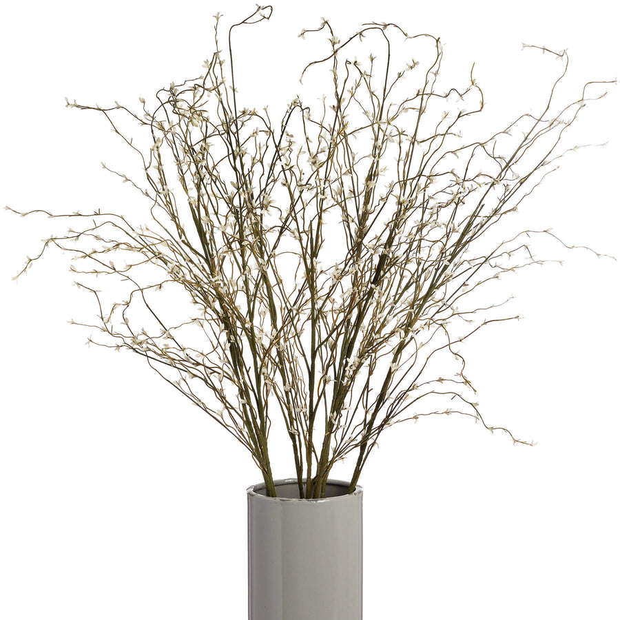 White willow spray with lifelike catkins, 112cm tall, pure white plastic stems for elegant winter home decor by Sostter at brixbailey.com