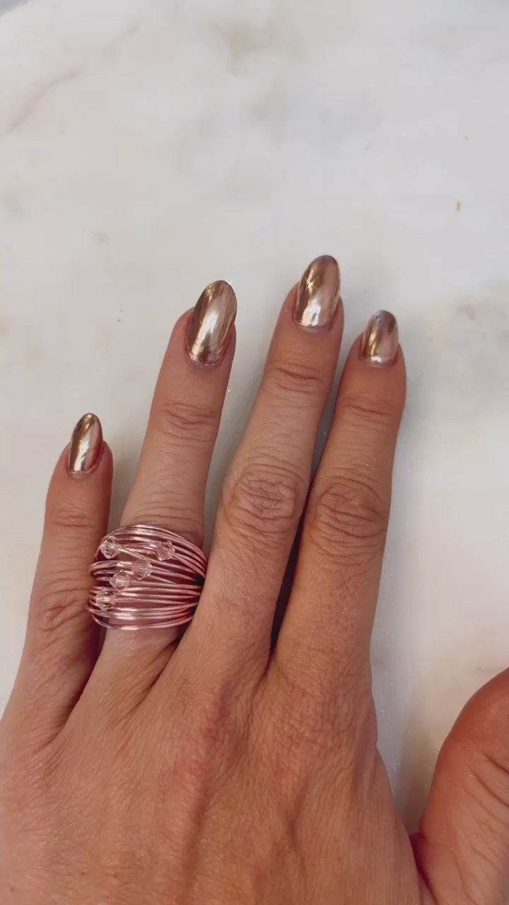 Rose Gold Marcia Ring with Light Pink Swarovski Crystals