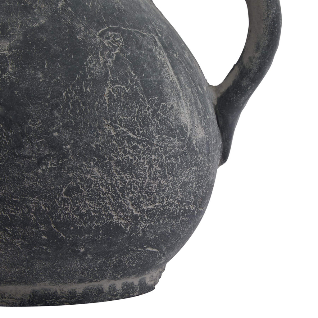 Handcrafted Amalfi grey ceramic jug with distressed finish, 23cm height, rustic Italian home decor accent by Sostter at brixbailey.com