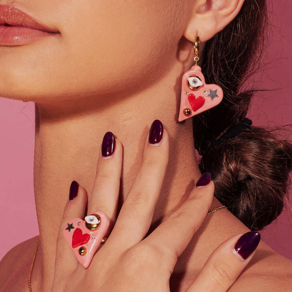 All You Need Is Love Earrings – Handmade with 24K Gold & Crystals by SCULP at www.brixbailey.com