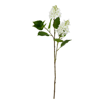 Lifelike white lilac artificial stems with green foliage, 75cm tall, perfect for centerpieces by Sostter at brixbailey.com