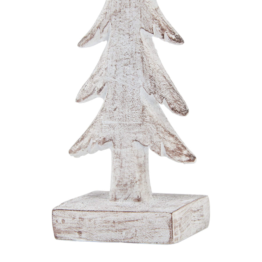 Handcrafted white resin winter tree sculpture with snow-dusted branches, 17cm tall, for holiday decor by Sostter at brixbailey.com