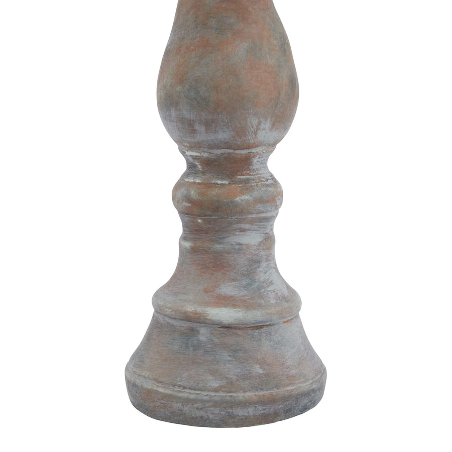 Sculpted brown ceramic column candle holder with clean lines, 40cm tall, for modern or traditional interiors.by Sostter at brixbailey.com
