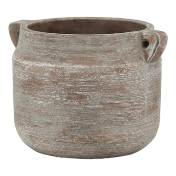 Handcrafted Siena Brown Hydria Pot, warm earthy ceramic vase with Mediterranean amphora design, 21cm wide by Sostter at brixbailey.com