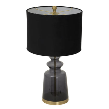 Luxton glass table lamp with black velvet shade, hand-blown translucent base and elegant lighting for home decor by Sostter at brixbailey.com