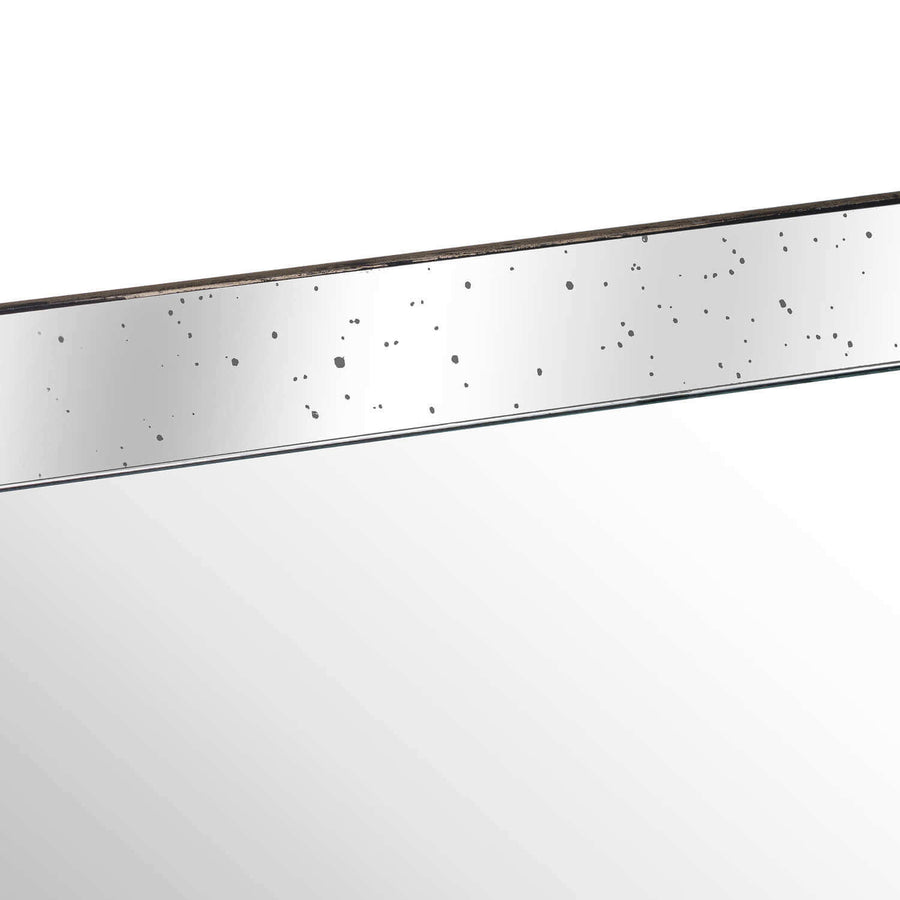 Distressed wood and mirror tray, rich brown frame with reflective glass surface, 80cm rustic-modern tabletop decor. by Sostter at brixbailey.com