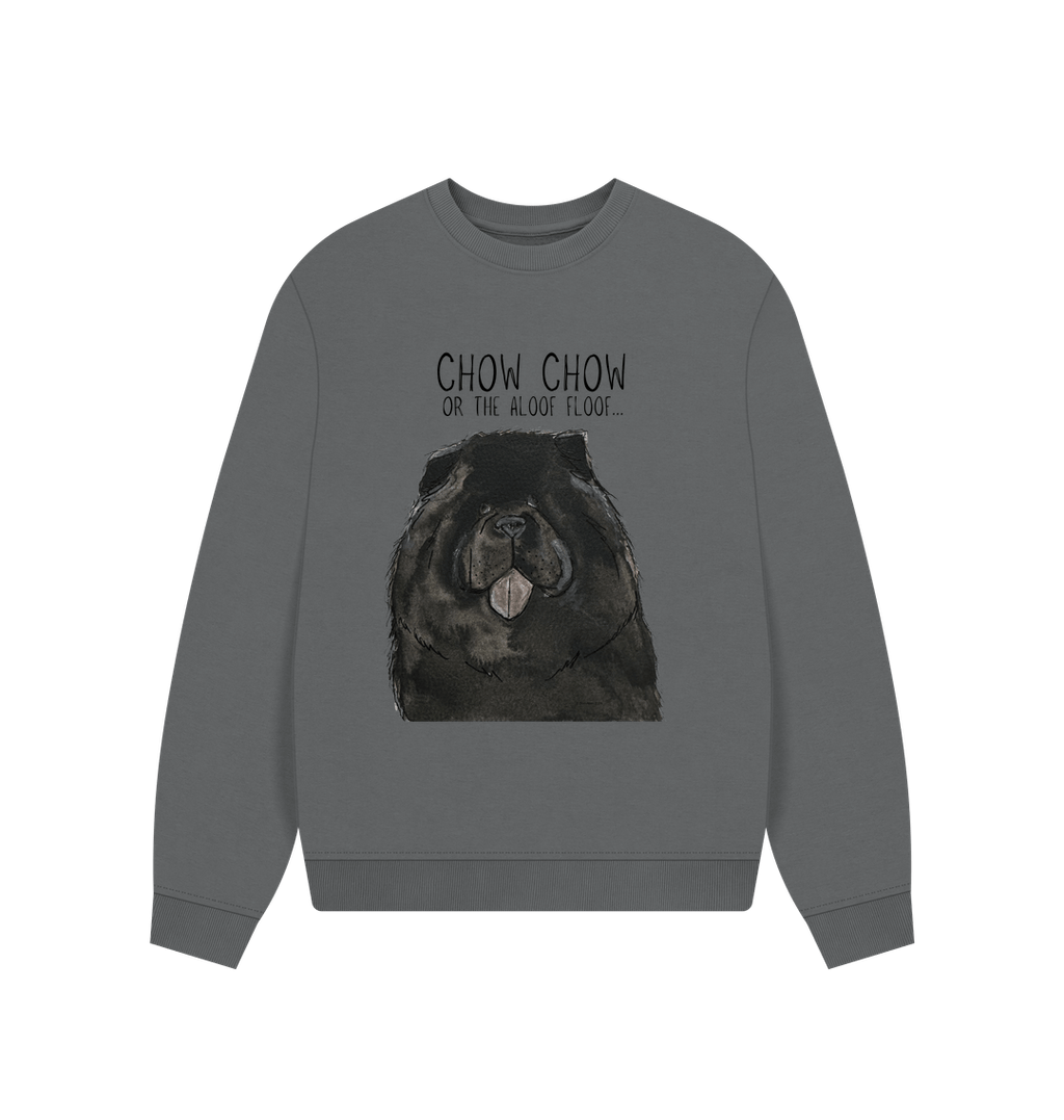 Black Chow Chow Women's Oversized Sweatshirt – Featuring the Aloof Floof Design!