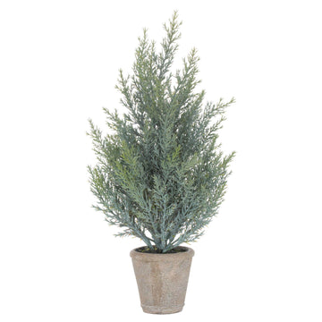 Miniature artificial fir tree in natural evergreen with lifelike branches and stone-effect pot, 33cm tall by Sostter at brixbailey.com