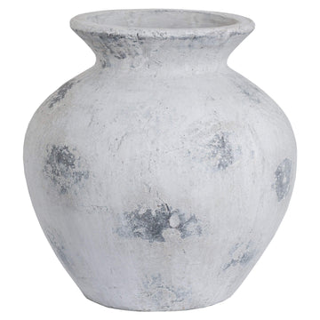 Large antique white ceramic vase with Greek-inspired design, 41cm tall, stone finish for floral arrangements or decor  by Sostter at brixbailey.com