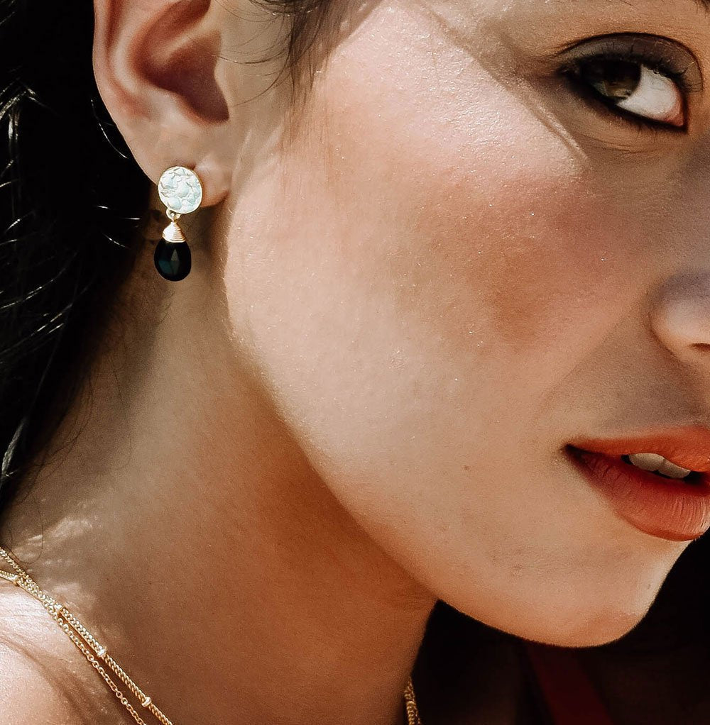 Classic Athena Drop Earrings: Black Onyx