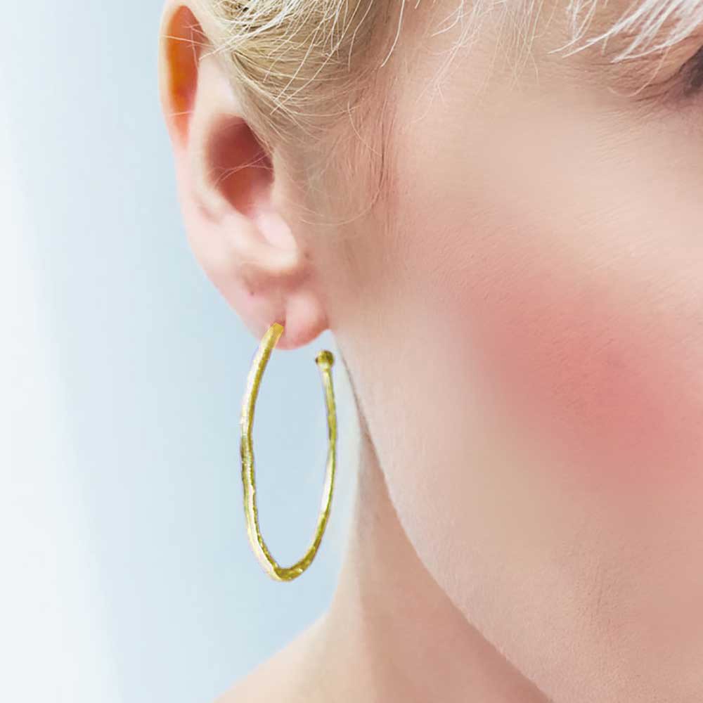 Lydia Large Textured Gold Hoops