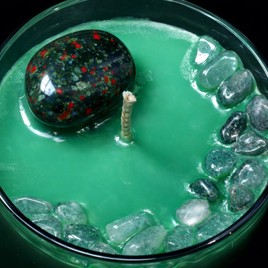 Crystal Infused Scented Candle with Bloodstone and Aventurine