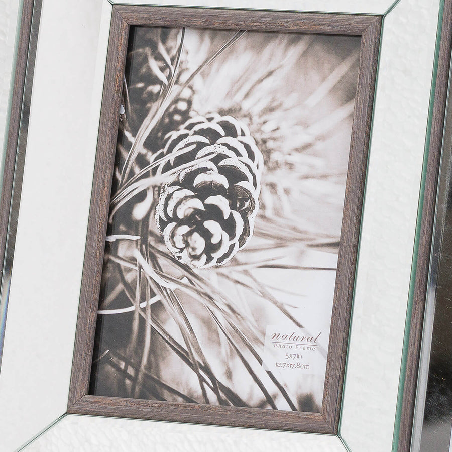 Tristan wood frame with beveled mirror in warm brown, 31cm x 26cm, perfect for 5x7 photos by Sostter at brixbailey.com