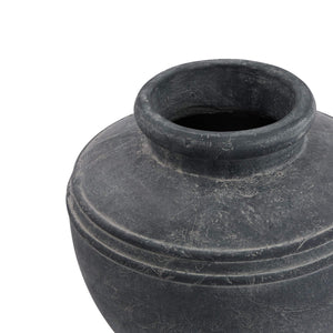 Handcrafted weathered grey ceramic Amalfi water pot with ribbed detailing, Mediterranean-inspired home decor by Sostter at brixbailey.com
