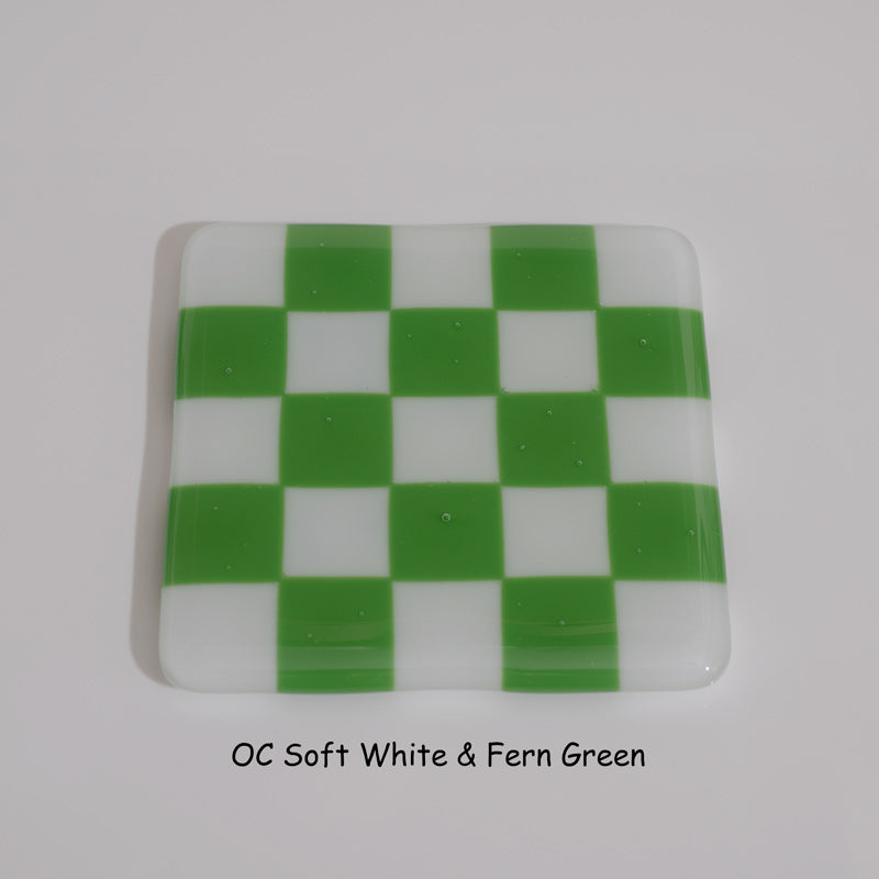 10cm Chequered Soft White/Colour Coaster - Oceanside Collection