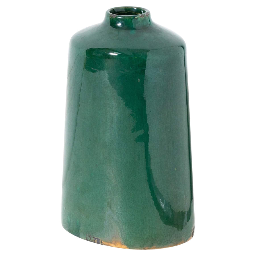 Garda Emerald Glazed Liv Vase, handcrafted ceramic in deep green, 28cm tall, elegant home decor centerpiece by Sostter at brixbailey.com