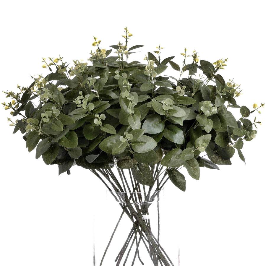 Dark green artificial cineraria eucalyptus spray, 62cm lifelike plastic foliage for home decor by Sostter at brixbailey.com