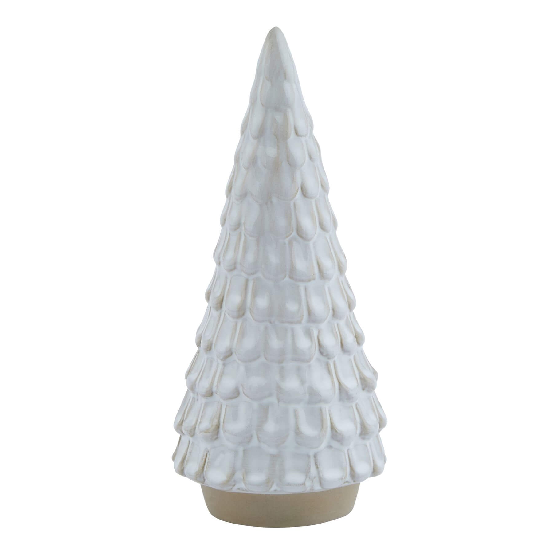 White ceramic winter decoration with detailed spruce silhouette, perfect for holiday decor   

- **Keywords included:** white ceramic, winter decoration, spruce silhouette, holiday decor  
- **Clear description:** Visually conveys the product's design and purpose  
- **SEO & accessibility optimized:** Concise, descriptive, and keyword-rich without redundancy by Sostter at brixbailey.com