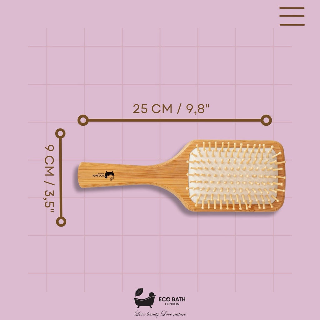 Bamboo Hairbrush with Wooden Pins for Long Thick and Curly Hair
