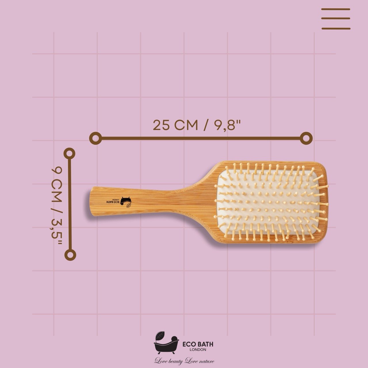 Bamboo Hairbrush with Wooden Pins for Long Thick and Curly Hair