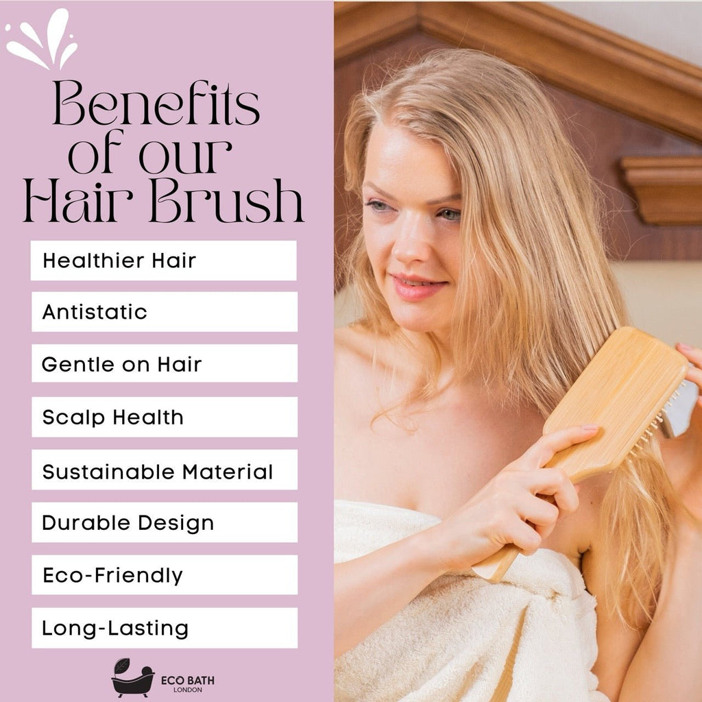 Bamboo Hairbrush with Wooden Pins for Long Thick and Curly Hair